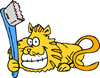 cat big grin toothbrush clip art