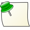 note with green pin clip art