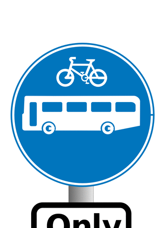 Blue buses and bikes